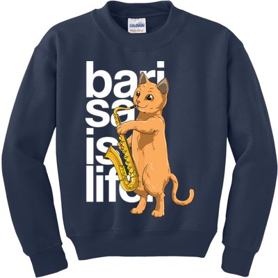 Cat Playing Saxophone Cat Jazz Sax Saxophonist Cat Musician Kids Sweatshirt