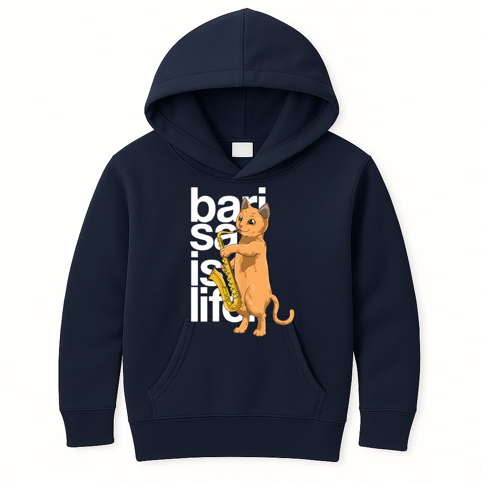 Cat Playing Saxophone Cat Jazz Sax Saxophonist Cat Musician Kids Hoodie