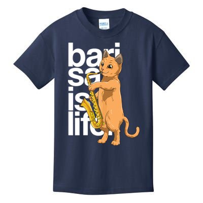 Cat Playing Saxophone Cat Jazz Sax Saxophonist Cat Musician Kids T-Shirt