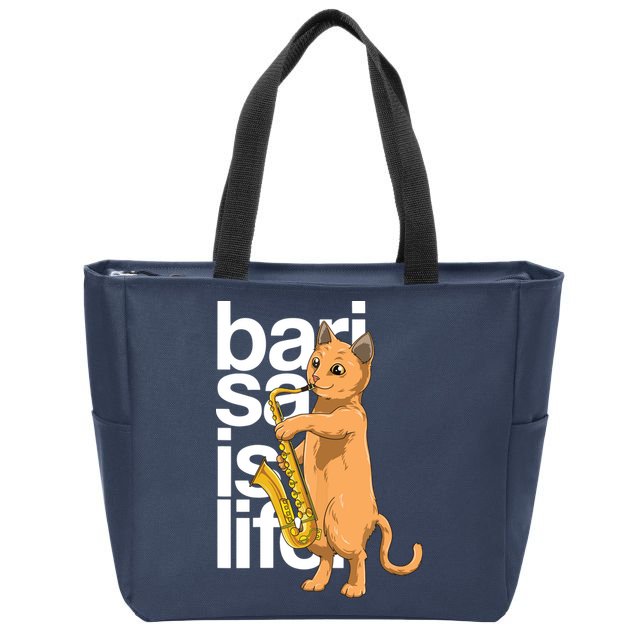 Cat Playing Saxophone Cat Jazz Sax Saxophonist Cat Musician Zip Tote Bag