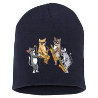 Cats Playing Saxophone Jazz Sax Musician Saxophonist Short Acrylic Beanie