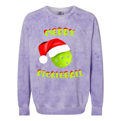 Christmas Pickleball Santa Hat Pickleball Player Winter Dink Colorblast Crewneck Sweatshirt