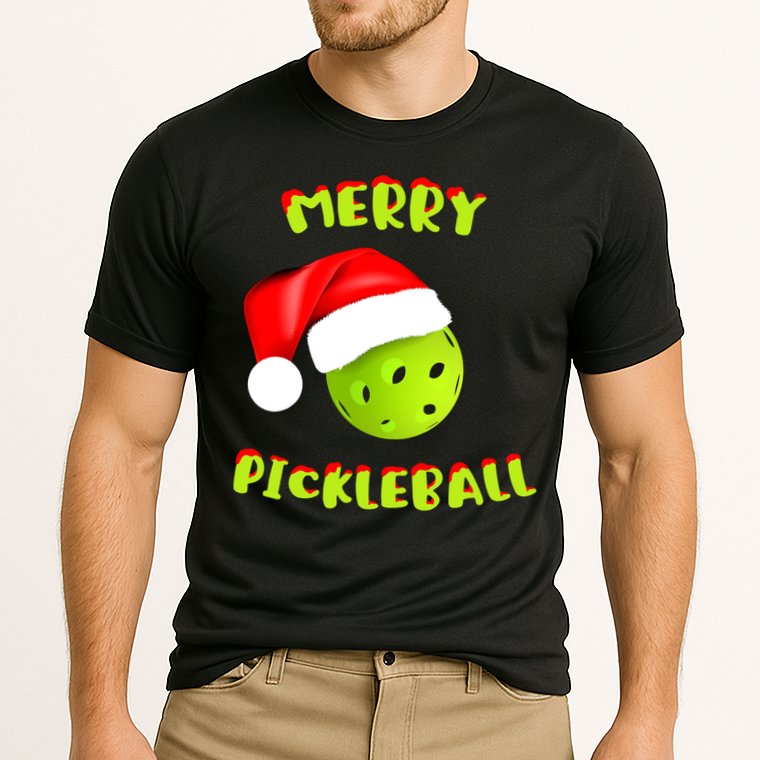 Christmas Pickleball Santa Hat Pickleball Player Winter Dink Cooling Performance Crew T-Shirt