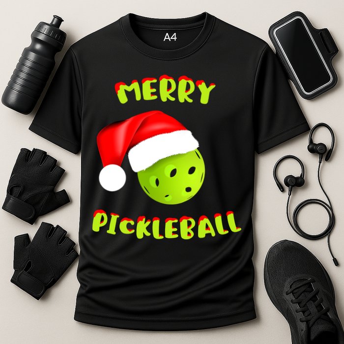 Christmas Pickleball Santa Hat Pickleball Player Winter Dink Cooling Performance Crew T-Shirt