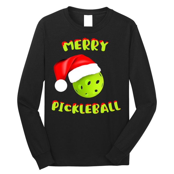 Christmas Pickleball Santa Hat Pickleball Player Winter Dink Long Sleeve Shirt