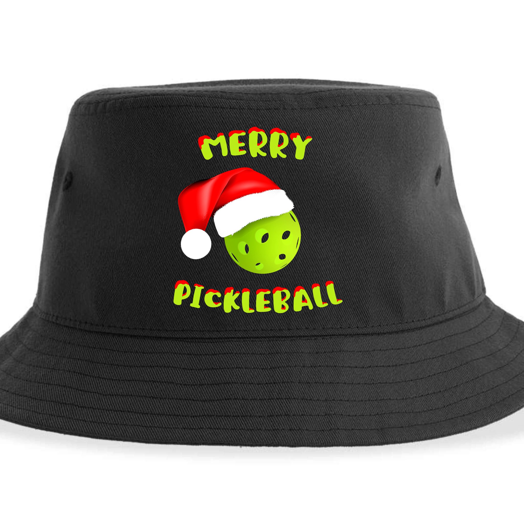Christmas Pickleball Santa Hat Pickleball Player Winter Dink Sustainable Bucket Hat