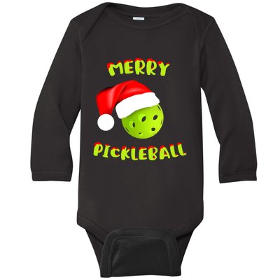 Christmas Pickleball Santa Hat Pickleball Player Winter Dink Baby Long Sleeve Bodysuit