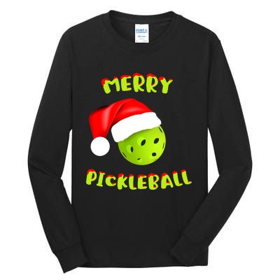 Christmas Pickleball Santa Hat Pickleball Player Winter Dink Tall Long Sleeve T-Shirt