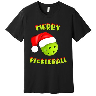 Christmas Pickleball Santa Hat Pickleball Player Winter Dink Premium T-Shirt