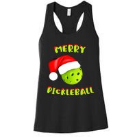 Christmas Pickleball Santa Hat Pickleball Player Winter Dink Women's Racerback Tank