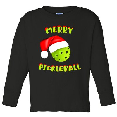 Christmas Pickleball Santa Hat Pickleball Player Winter Dink Toddler Long Sleeve Shirt