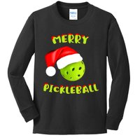 Christmas Pickleball Santa Hat Pickleball Player Winter Dink Kids Long Sleeve Shirt