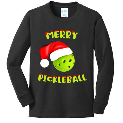 Christmas Pickleball Santa Hat Pickleball Player Winter Dink Kids Long Sleeve Shirt