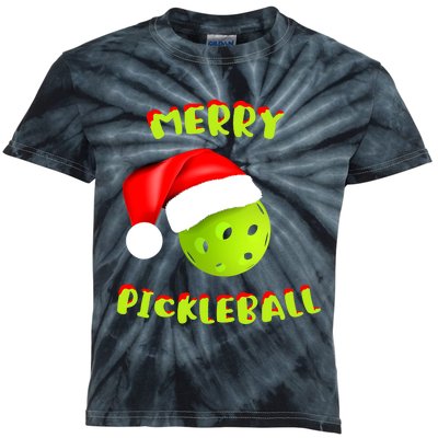 Christmas Pickleball Santa Hat Pickleball Player Winter Dink Kids Tie-Dye T-Shirt