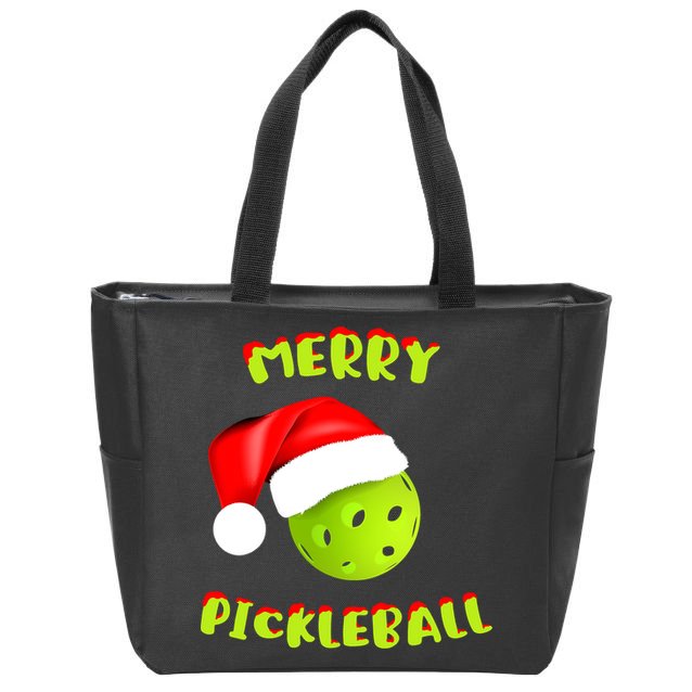 Christmas Pickleball Santa Hat Pickleball Player Winter Dink Zip Tote Bag