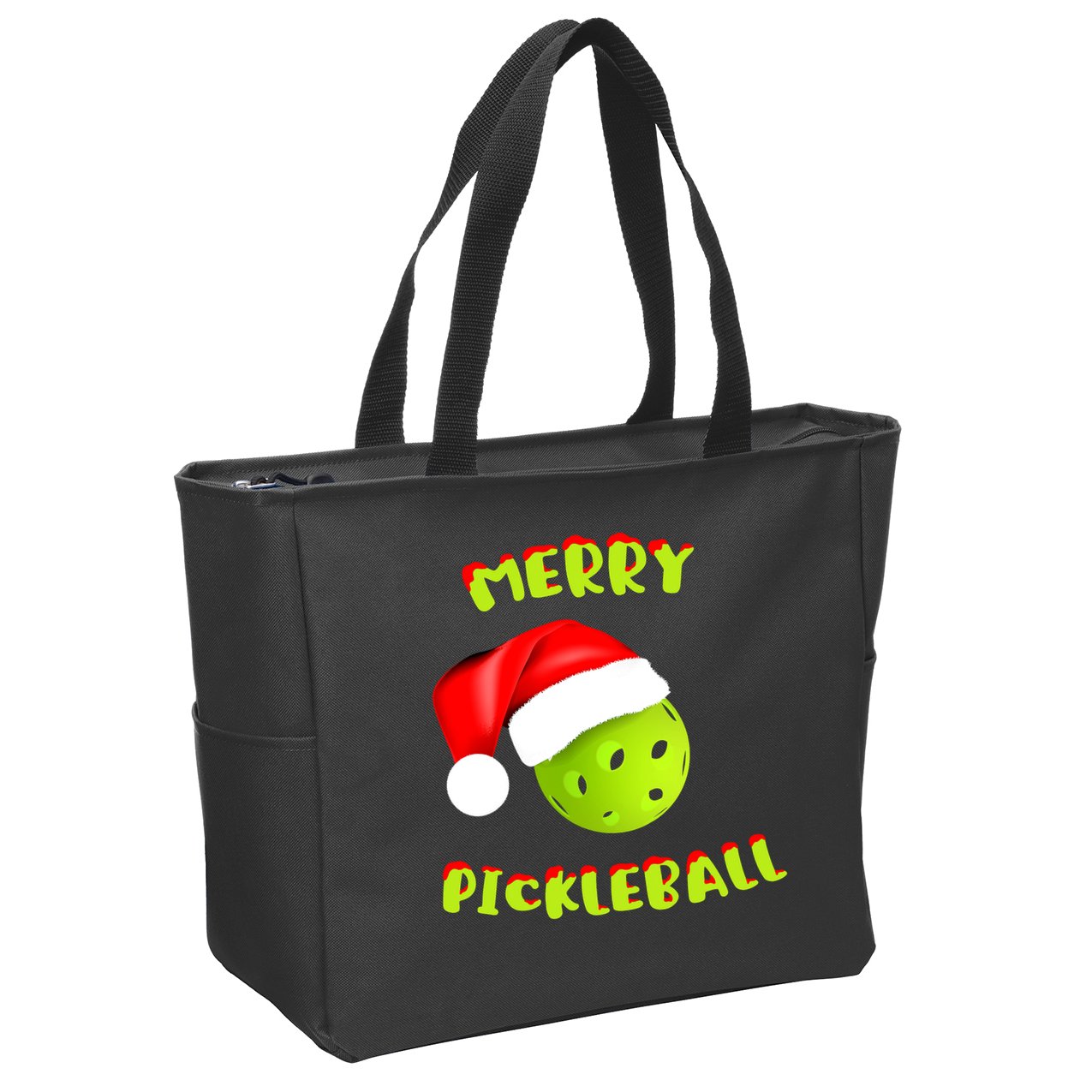 Christmas Pickleball Santa Hat Pickleball Player Winter Dink Zip Tote Bag