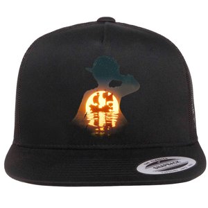 Cool Pirate Sunset Sunrise Flat Bill Trucker Hat