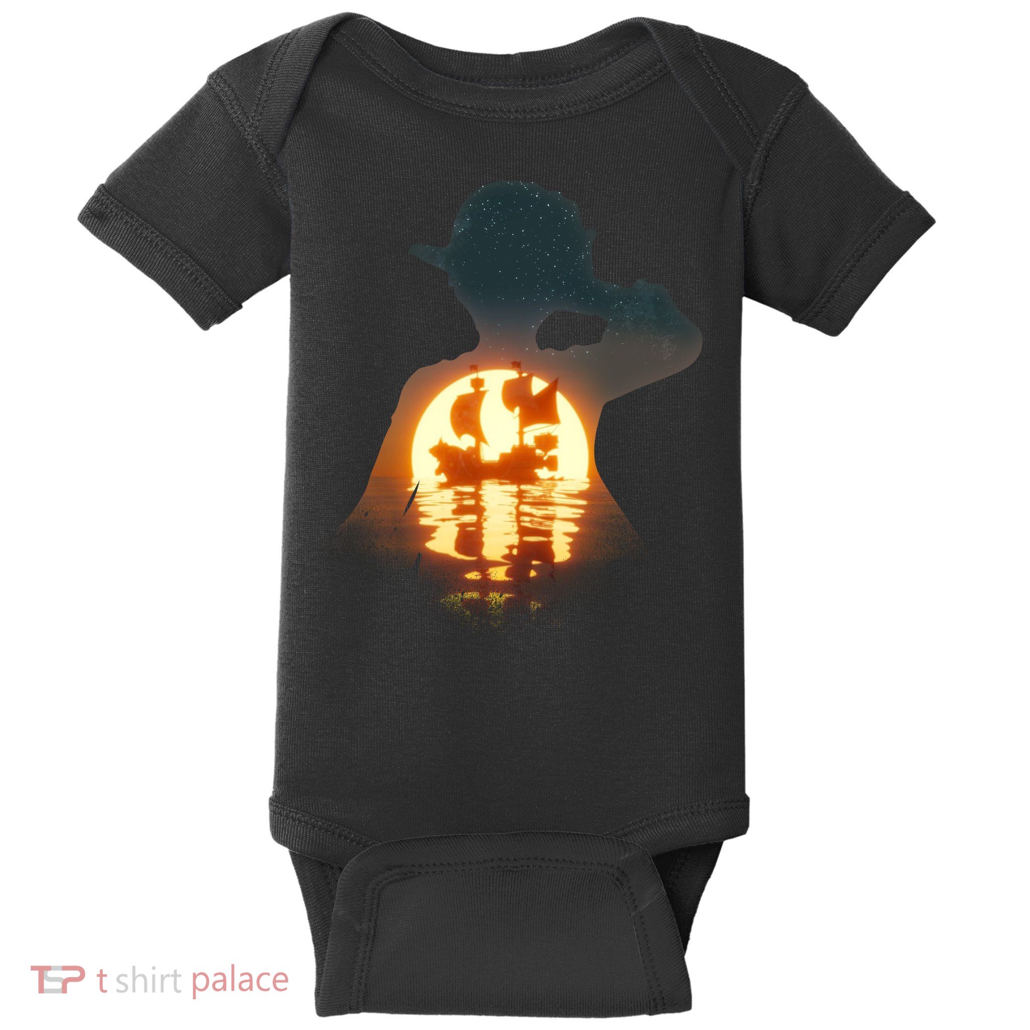 Cool Pirate Sunset Sunrise Baby Bodysuit