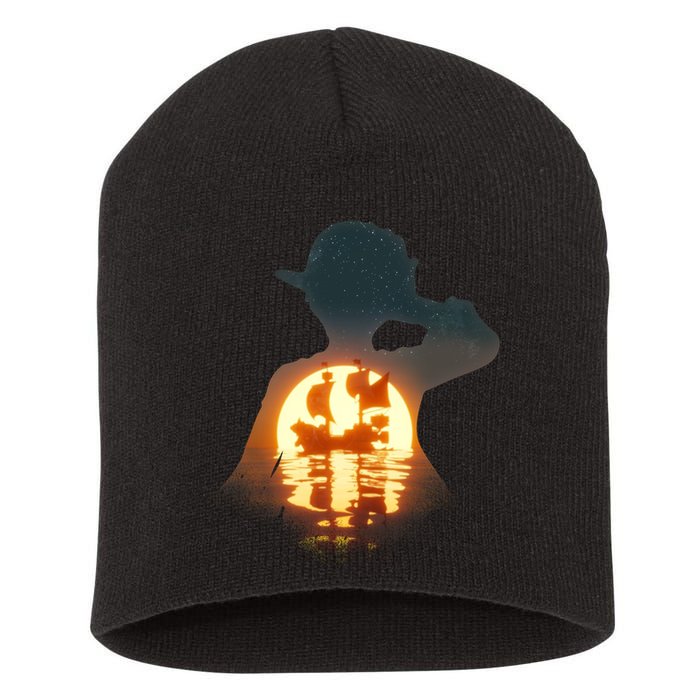 Cool Pirate Sunset Sunrise Short Acrylic Beanie