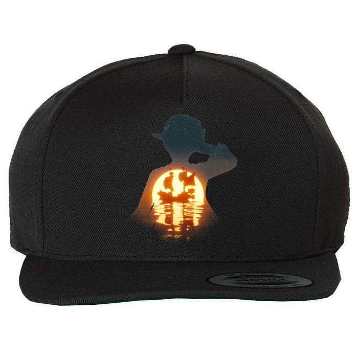 Cool Pirate Sunset Sunrise Wool Snapback Cap