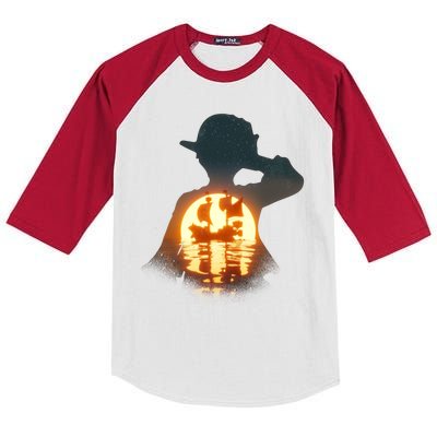 Cool Pirate Sunset Sunrise Kids Colorblock Raglan Jersey