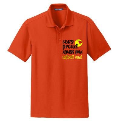 Crazy Proud Softball Aunt Softball Auntie Dry Zone Grid Polo