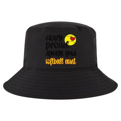 Crazy Proud Softball Aunt Softball Auntie Cool Comfort Performance Bucket Hat