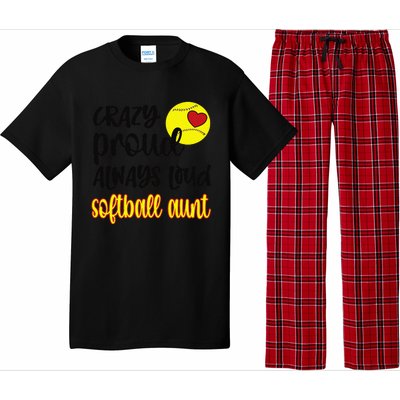 Crazy Proud Softball Aunt Softball Auntie Pajama Set