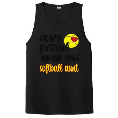 Crazy Proud Softball Aunt Softball Auntie PosiCharge Competitor Tank