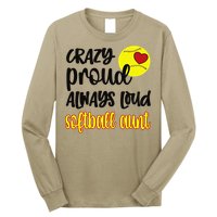 Crazy Proud Softball Aunt Softball Auntie Long Sleeve Shirt