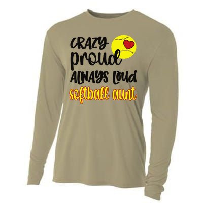 Crazy Proud Softball Aunt Softball Auntie Cooling Performance Long Sleeve Crew