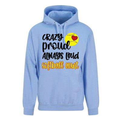 Crazy Proud Softball Aunt Softball Auntie Unisex Surf Hoodie