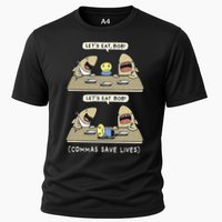 Commas Punctuation Shark Lets Eat Funny English Grammar Cooling Performance Crew T-Shirt