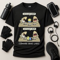 Commas Punctuation Shark Lets Eat Funny English Grammar Cooling Performance Crew T-Shirt