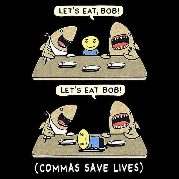Commas Punctuation Shark Lets Eat Funny English Grammar Cooling Performance Crew T-Shirt