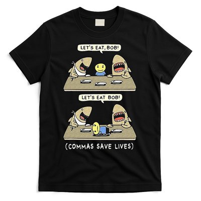 Commas Punctuation Shark Lets Eat Funny English Grammar T-Shirt