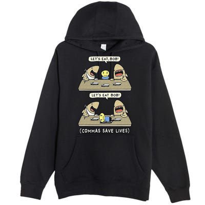 Commas Punctuation Shark Lets Eat Funny English Grammar Premium Pullover Hoodie