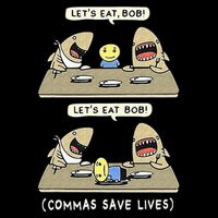Commas Punctuation Shark Lets Eat Funny English Grammar Bag