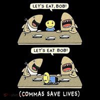 Commas Punctuation Shark Lets Eat Funny English Grammar Poster
