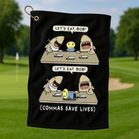 Commas Punctuation Shark Lets Eat Funny English Grammar Golf Towel