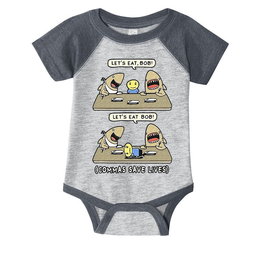 Commas Punctuation Shark Lets Eat Funny English Grammar Infant Baby Jersey Bodysuit