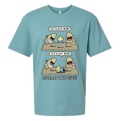 Commas Punctuation Shark Lets Eat Funny English Grammar Sueded Cloud Jersey T-Shirt