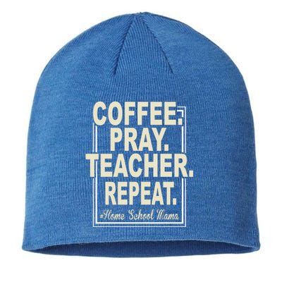 Coffee Pray Sleep Repeat Gift Virtual Homeschool Mom Teacher Cute Gift Sustainable Beanie