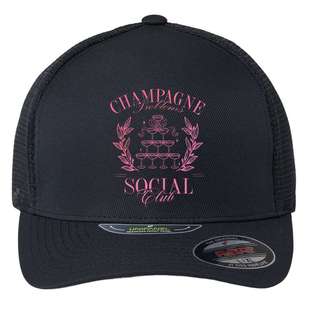 Champagne Problems Social Club Apparel Flexfit Unipanel Trucker Cap