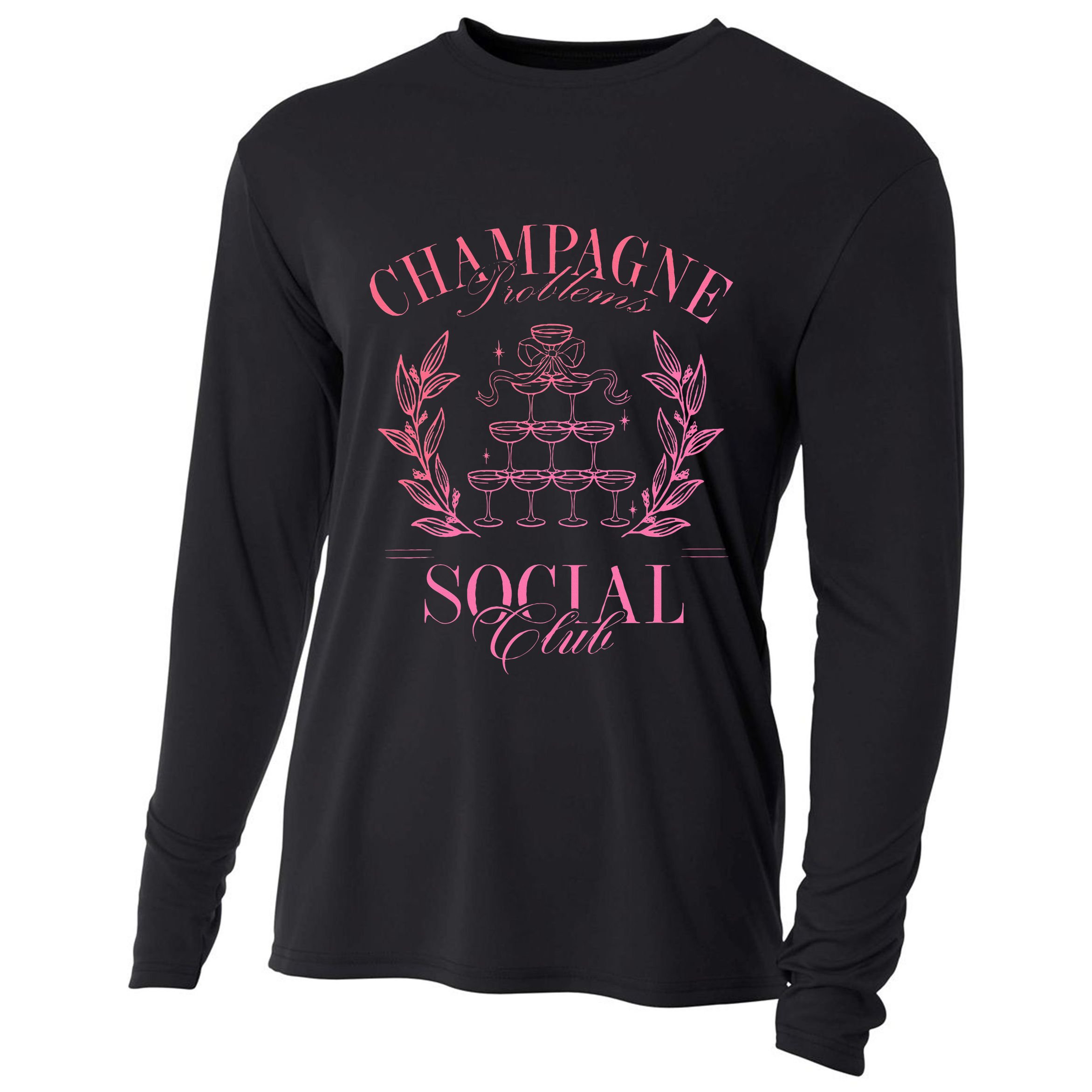 Champagne Problems Social Club Apparel Cooling Performance Long Sleeve Crew