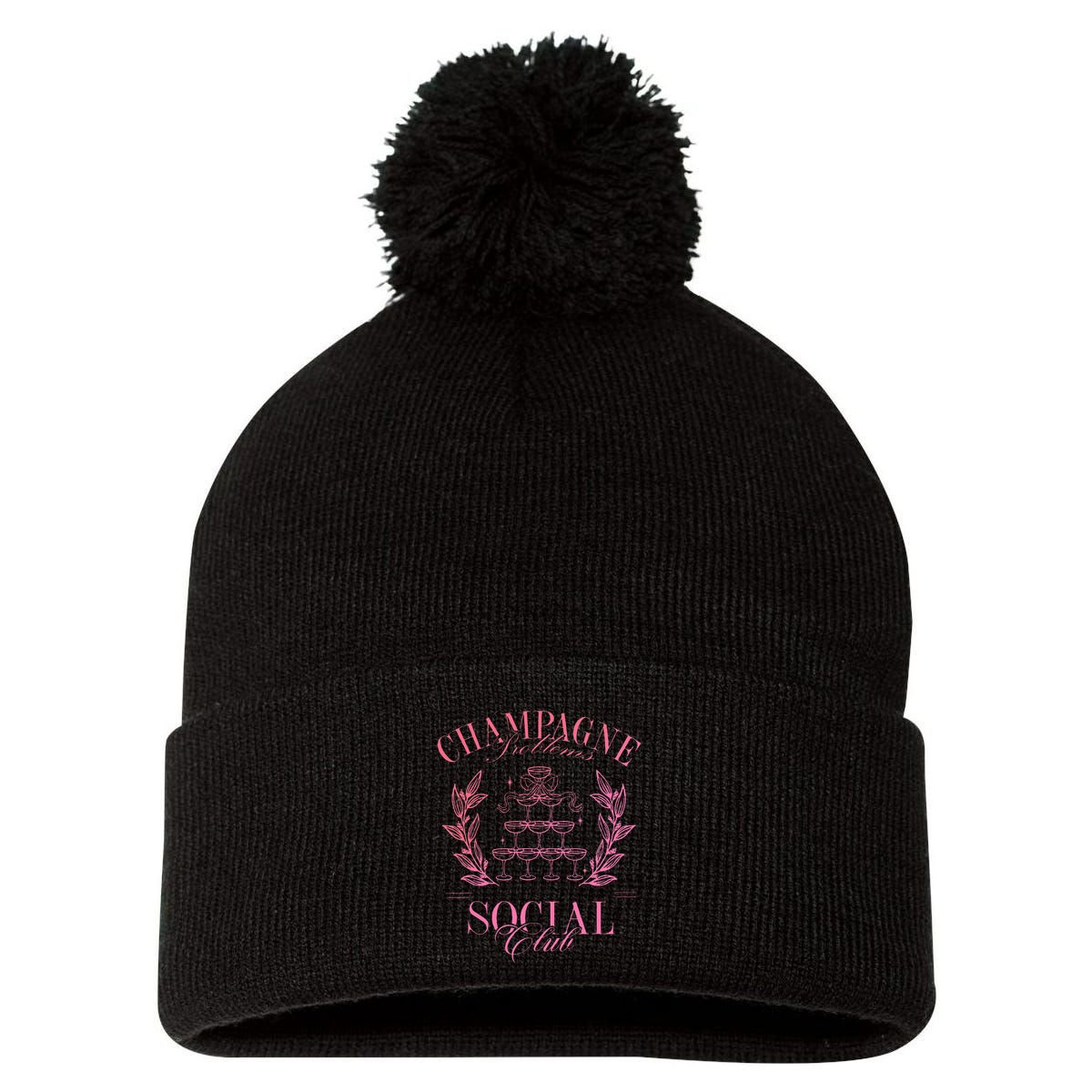 Champagne Problems Social Club Apparel Pom Pom 12in Knit Beanie