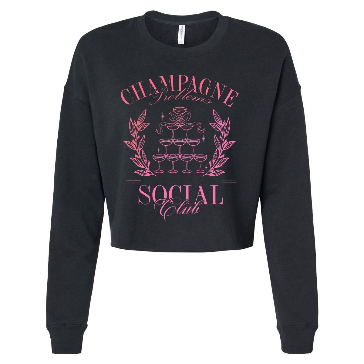 Champagne Problems Social Club Apparel Cropped Pullover Crew