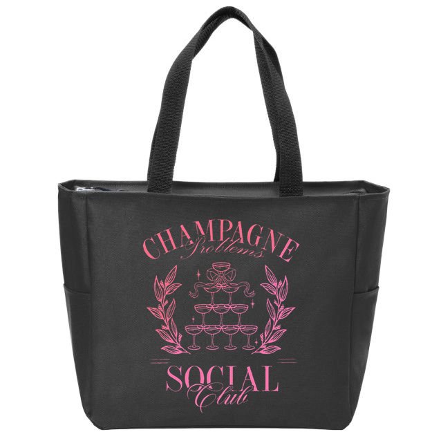 Champagne Problems Social Club Apparel Zip Tote Bag