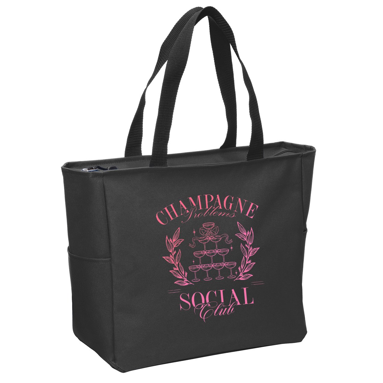 Champagne Problems Social Club Apparel Zip Tote Bag