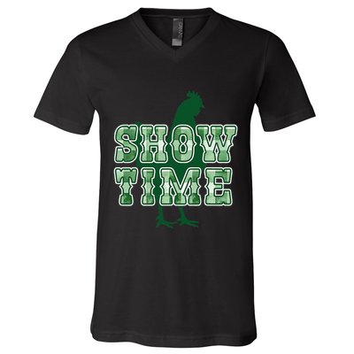 Chicken Poultry Show Time For Fair Week V-Neck T-Shirt